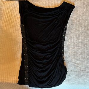 Ginger G Black Ruched Sleeveless Blouse